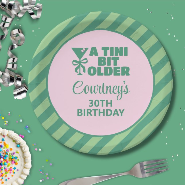 Trendy Pink & Green A Tini Bit Older 30th Birthday Paper Plate (Creator Uploaded)
