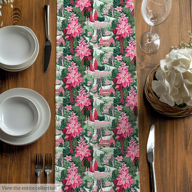 Trendy pink green preppy Christmas table runner (Trendy pink green preppy Christmas table runner)