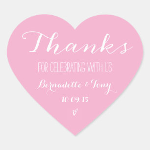 Trendy Pink Heart Bridal Shower Thank You Favour Sticker