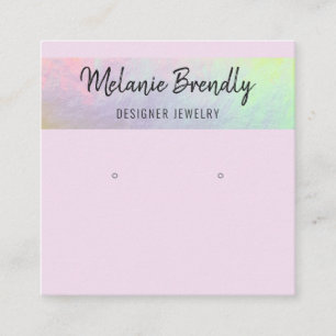 Trendy Pink Holographic Earring Display Square Business Card
