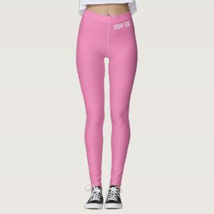 Trendy Pink Leggings Add Your Name Text Modern