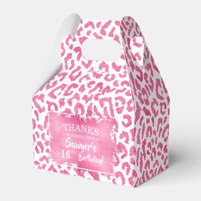 Trendy Pink Leopard  Favour Box (Front Side)