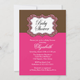 Trendy Pink Leopard Frame Baby Shower Invitation