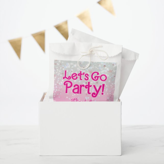 Trendy Pink Lets Go Party Birthday  Favour Bags (Party)