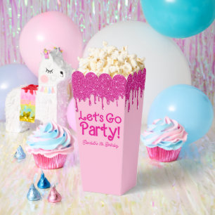Trendy Pink Let's Go Party Birthday Favour Box