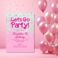 Trendy Pink Let's Go Party Birthday