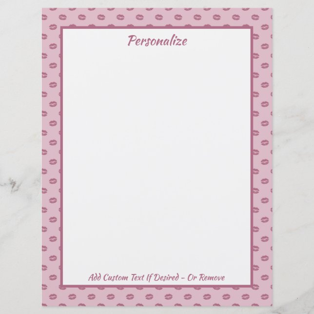 Trendy Pink Lip Kisses Pattern Personalised (Front)