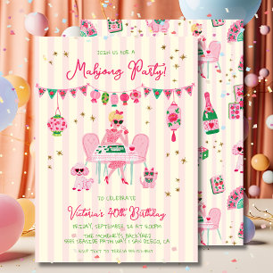 Trendy Pink Mahjong Party Game Night for Girls Invitation