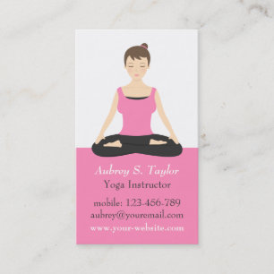 Trendy Pink Mediation Female Yoga Trainer Business Card