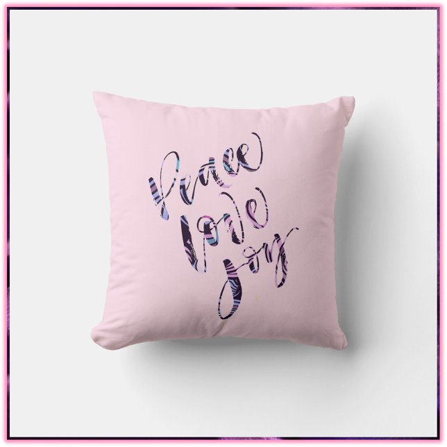 Trendy Pink Modern Peace Love Joy  Cushion (Creator Uploaded)