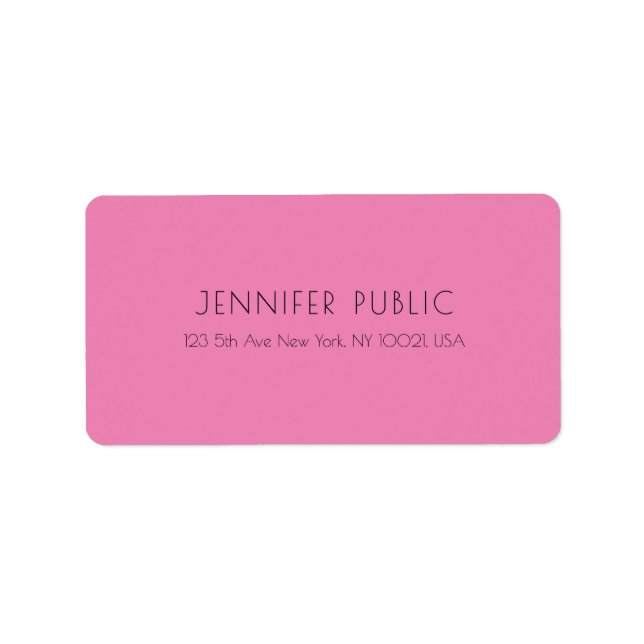 Trendy Pink Modern Simple Elegant Template Label (Front)