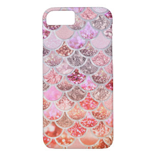 Trendy Pink Ombre Glitter Mermaid Fish Scales iPhone 8/7 Case