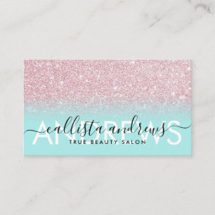Trendy Pink Ombre Makeup Hair Salon Business Card