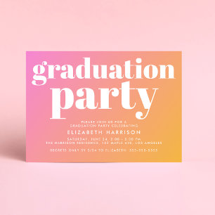 Trendy Pink Orange Graduation Party Invitation