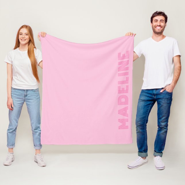 Trendy Pink Personalised Name  Fleece Blanket (In Situ)