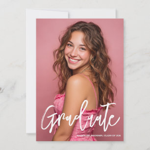 Trendy Pink Photo 2026 Graduation Party Invitation