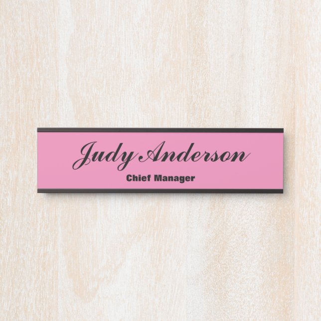 Trendy Pink Professional Plain Claasical Hnadwrite Door Sign (Front)