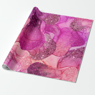 Trendy Pink purple marbling design Wrapping Paper