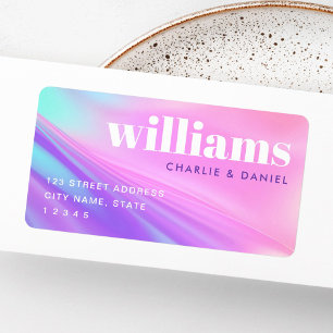 Trendy pink purple pastel gradient return address label
