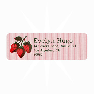 Trendy Pink Red Strawberries & Stripes Short Name
