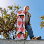 Trendy Pink & Red Strawberry Pattern Personalised Skateboard<br><div class="desc">Trendy Cute Pink & Red Strawberry Pattern Planner Design. You can easily change or remove the name/text as needed. You can also change the font type, font colour and font size if you want. Click "Personalise" to find editing tools. You can do whatever you like and make it your own....</div>