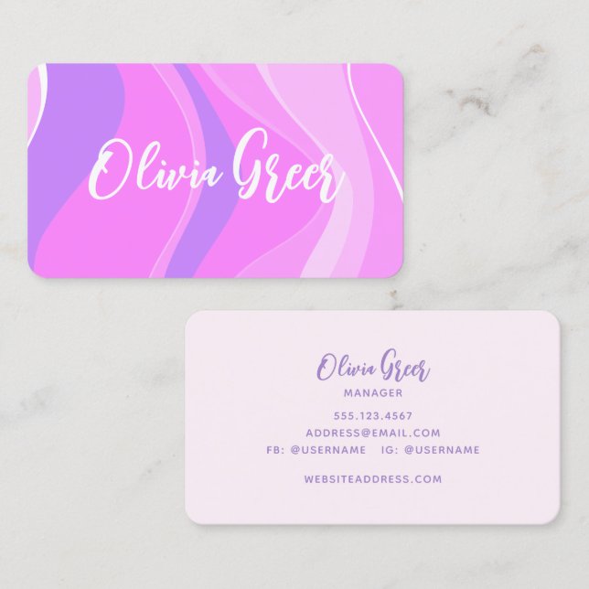 Trendy Pink  Retro Waves  Business Card (Front/Back)