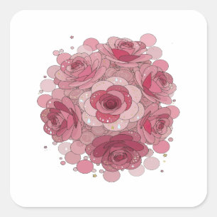 Trendy Pink ROSE BUBBLES Label Design