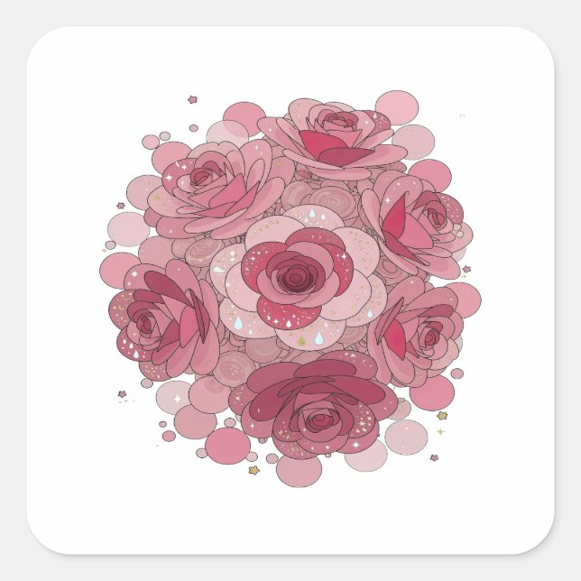 Trendy Pink ROSE BUBBLES Label Design (Front)