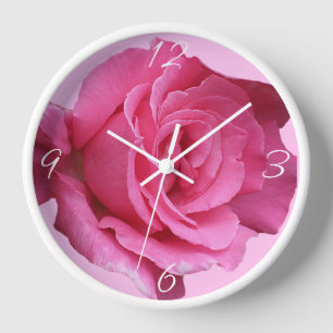 Trendy pink rose floral modern boho beautiful clock