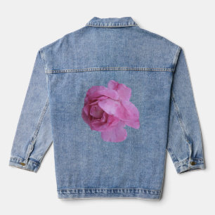 Trendy pink rose flower black M monogram customise Denim Jacket