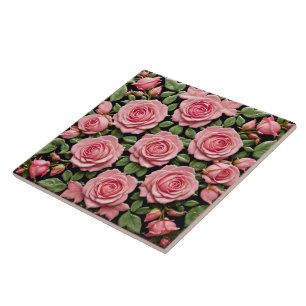 Trendy Pink Roses Beautiful Collection Tile