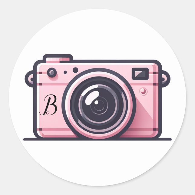 Trendy Pink Snapshot Shoot Camera Photography  Classic Round Sticker (Front)