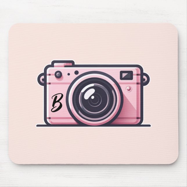 Trendy Pink Snapshot Shoot Camera Photography  Mouse Mat (Front)