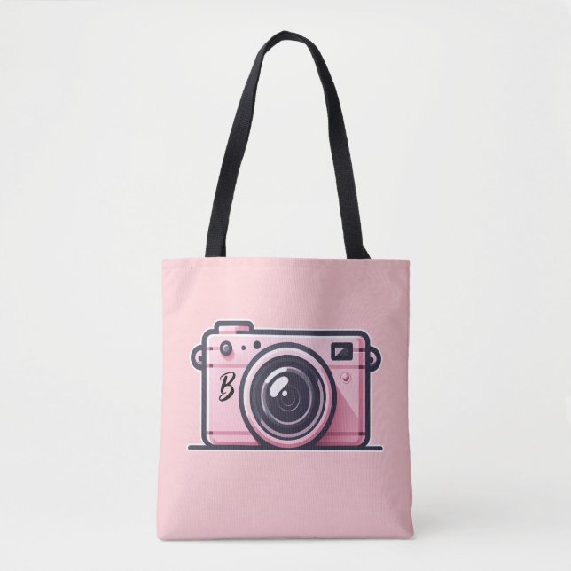 Trendy Pink Snapshot Shoot Camera Photography  Tote Bag (Front)