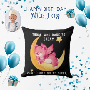 Trendy Pink Teddy Bear With Life Quotes  Cushion