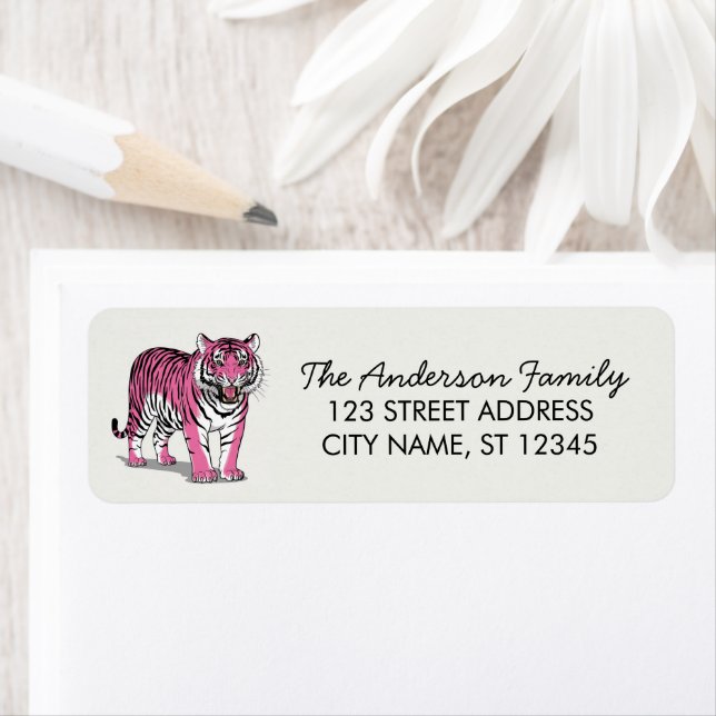 Trendy Pink Tiger Return Address  (Insitu)