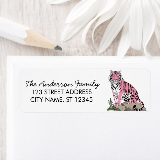 Trendy Pink Tiger Return Address  (Insitu)