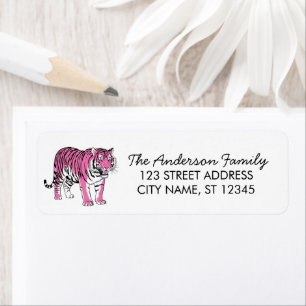 Trendy Pink Tiger Return Address 