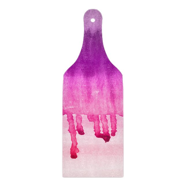 Trendy Pink Violet Watercolor Abstract Ombre Cutting Board (Front)