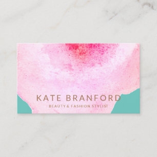 Trendy Pink Watercolor Large Floral Art Business Card