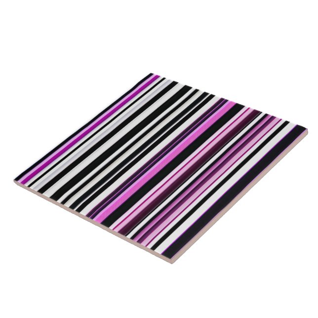 Trendy Pink White Stripes Collection Tile (Side)