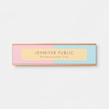 Trendy Pink Yellow Blue Modern Template Rose Gold