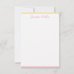 Trendy Pink Yellow Modern Handwritten Name Card