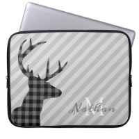 Trendy Plaid Deer and Grey Striped Personalised
