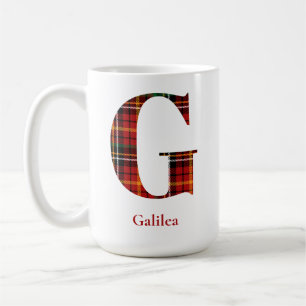 Trendy Plaid Letter G Monogram Name Christmas Coffee Mug