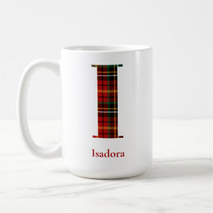 Trendy Plaid Letter I Monogram Name Christmas Coffee Mug