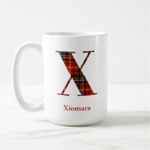 Trendy Plaid Letter X Monogram Name Christmas