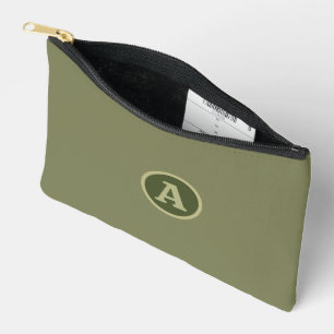 Trendy Plain Army Green Personalised Letter. Accessory Pouch