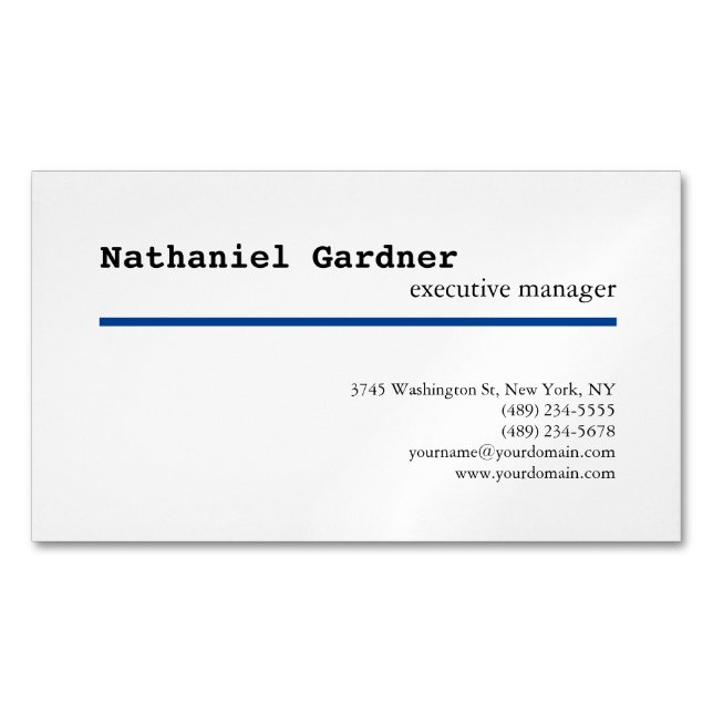 Trendy Plain Creative Modern Minimalist Magnetic Business Card (Front)