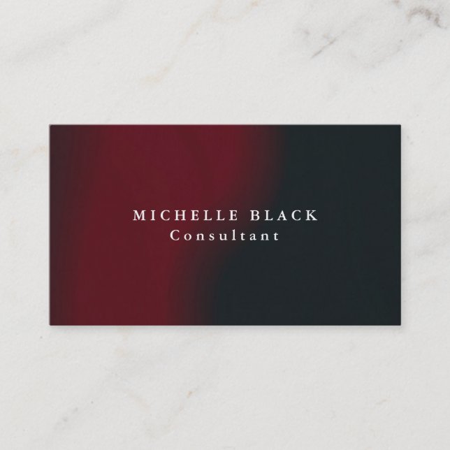 Trendy Plain Elegant Red Black Professional Business Card (Front)